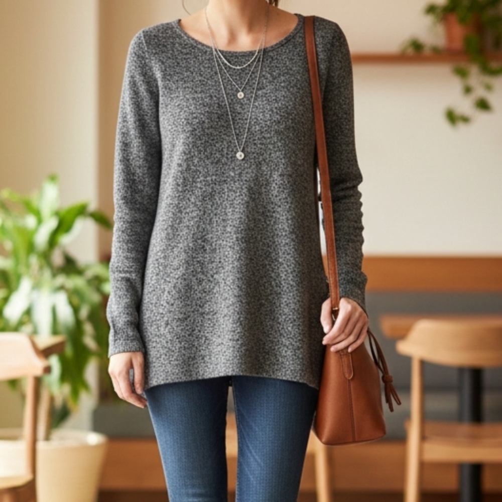 Old Navy Heather Gray Knit Tunic Sweater - Size M | Cozy & Chic!
